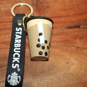 Starbucks Tan and Black Boba Keychain